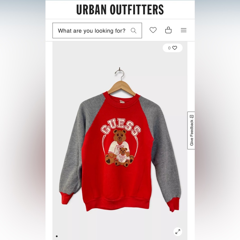 Vintage Guess Red and Gray Teddy Sweatshirt